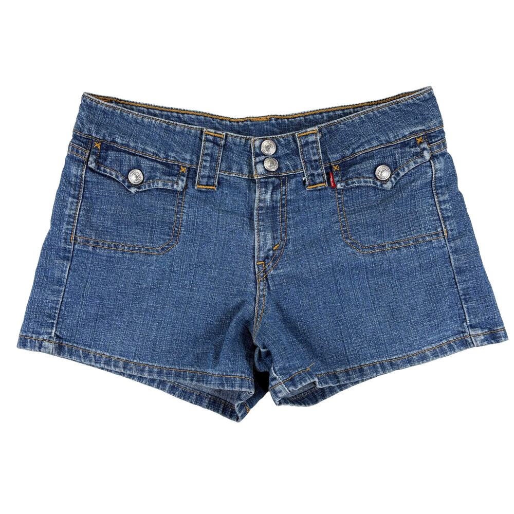 Levi’s Denim Shorts VTG Y2K Women’s 9 JR Blue Flap Pocket Stretch